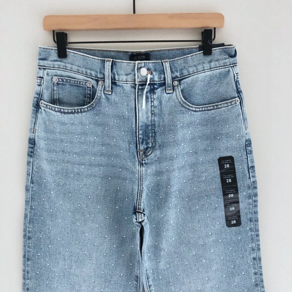 NWT J.Crew Factory Embellished slim wide-leg jean in all-day stretch - Picture 2 of 9